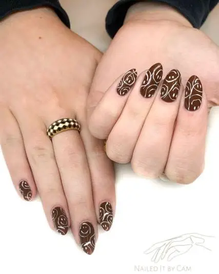 Smiley Chocolate Brown Nails