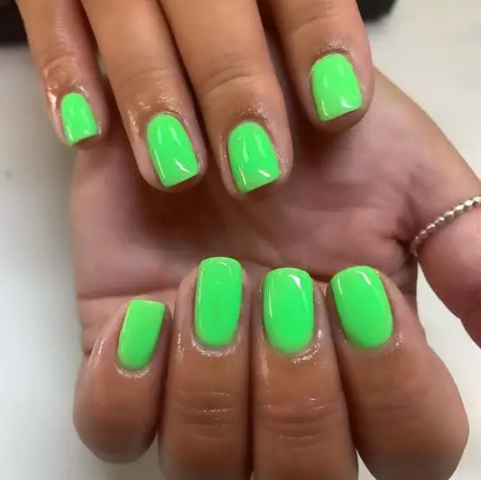 Solid Neon Green For Short Nails