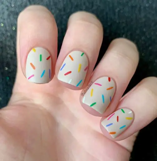 White Nails with Sprinkles