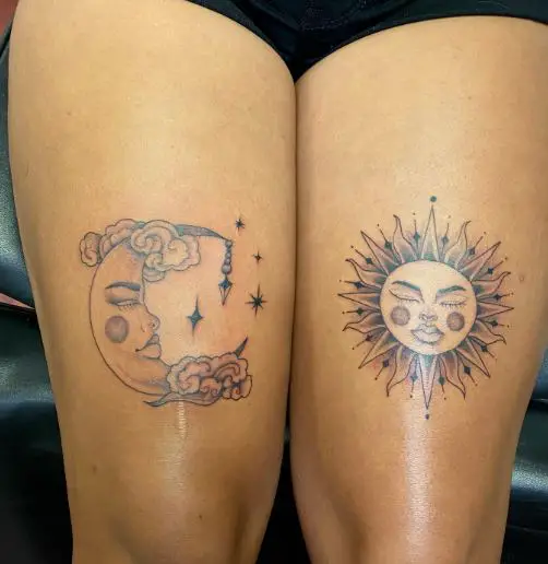 Sun and Moon Sparkle Tattoo