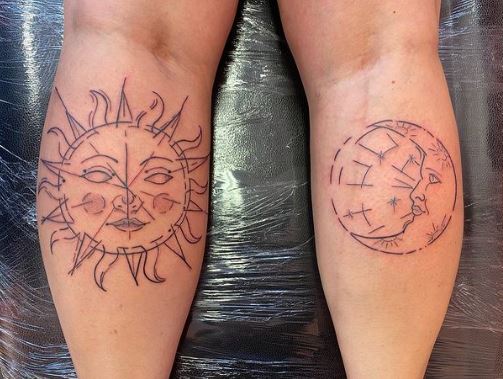 Geometrical Sun and moon Tattoo