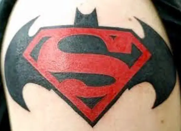 Batman vs. Superman Black & Red Tattoo