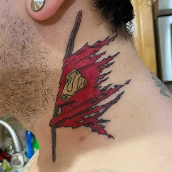Superman Cape Neck Tattoo
