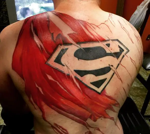 Superman Cape Red & Black Back Tattoo