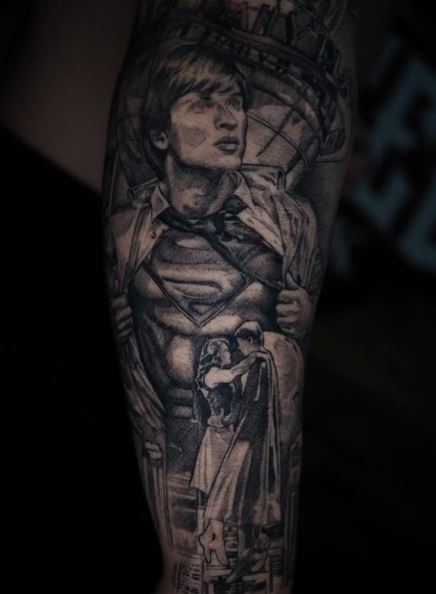 Superman Clark Kent Grey Tattoo