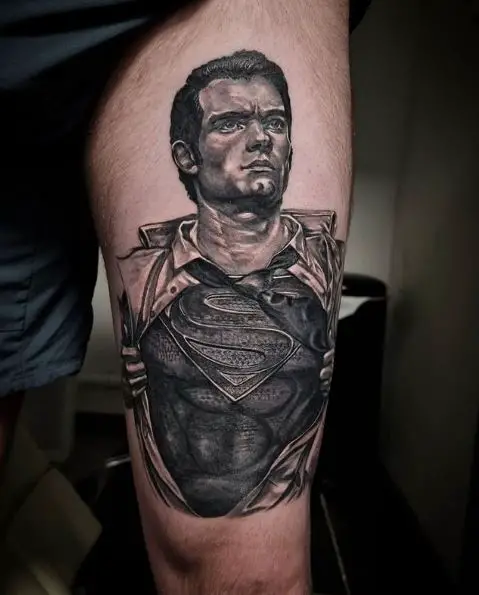 Superman Tattoo Clark Kent Open Shirt