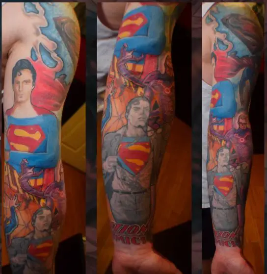 Superman Sleeve Tattoo - Comic Book Look