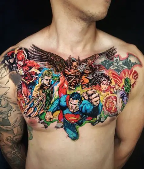 Superman Justice League Chest Tattoo