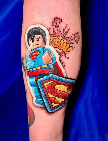 Superman Lego Patch Tattoo