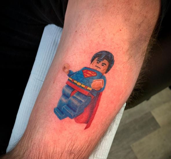 Running Superman Lego Tattoo