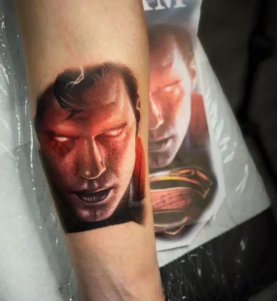 Superman Fire Red Portrait Tattoo
