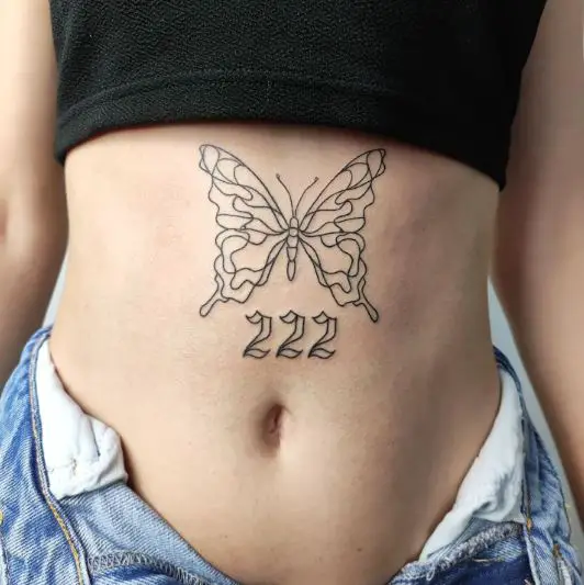 Symmetrical Butterfly with 222 Tattoo