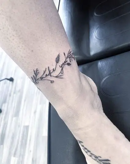 Text Combined Anklet Tattoo