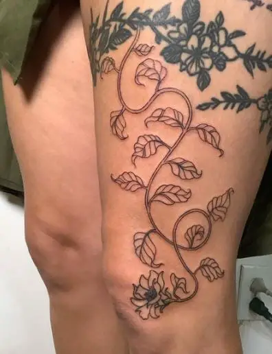 Thigh Vine Tattoo