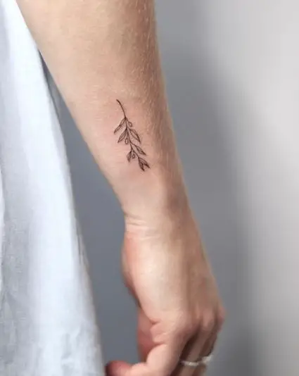 Tiny Olive Branch Tattoo On Hands