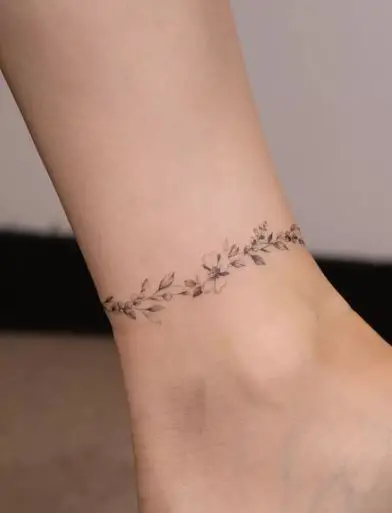 Tiny Plant Anklet Tattoo