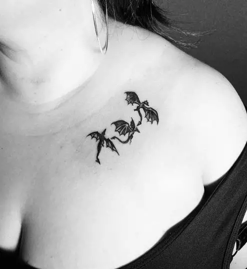 Triple Dragons Chest Tattoo