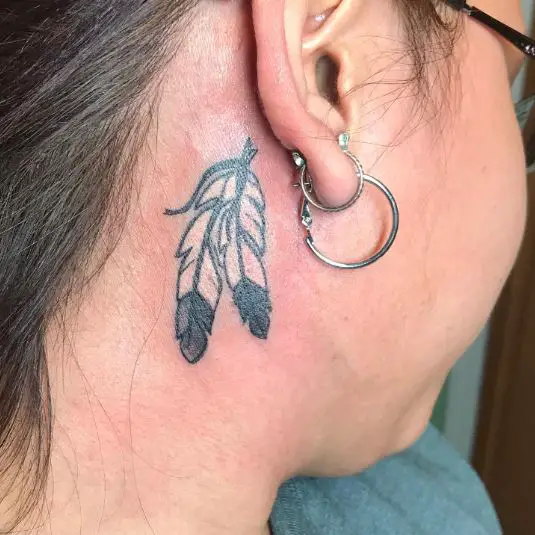 Twin Feather Piece Behind the Ears