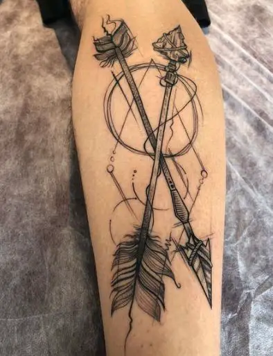 Two Arrow Feathers Tattoo