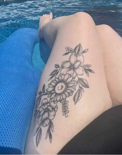 Variety of Flowers on the Thigh