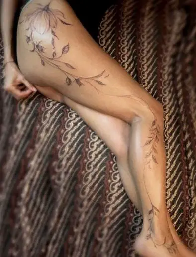 Vines Full Leg Tattoo