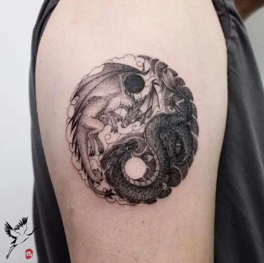 Western Dragon and Eastern Dragon Tattoo