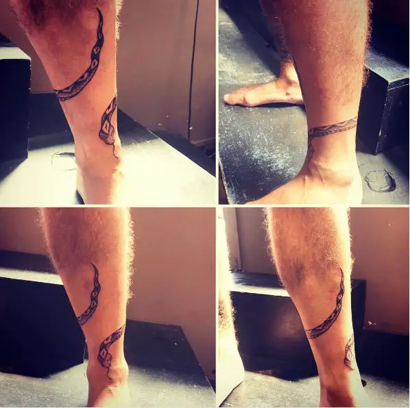snake leg wrap-around tattoo