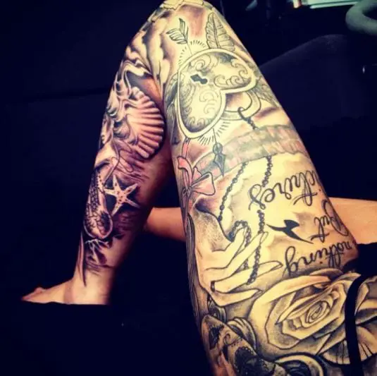 Women Leg Sleeve Tattoo