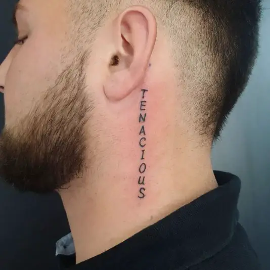 Word Tattoo Behind Ears