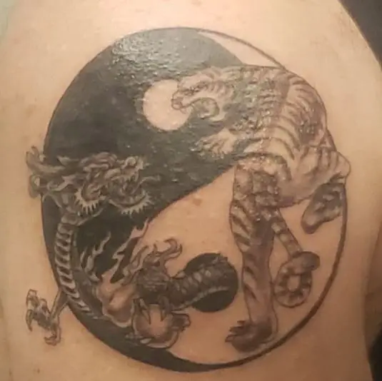 Yin Yang Dragon and Tiger Tattoo