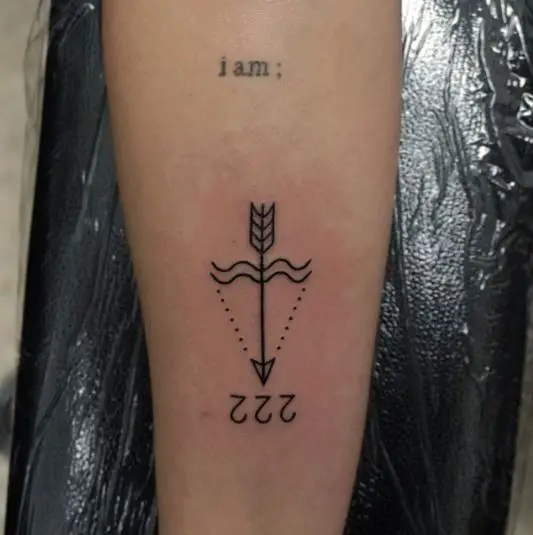 Bow and Arrow Tattoo with Number 222