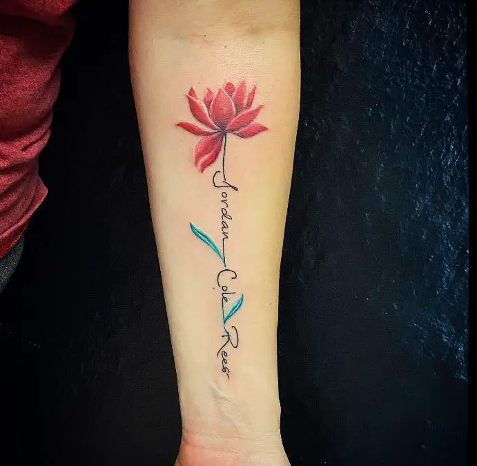 floral tattoo with name