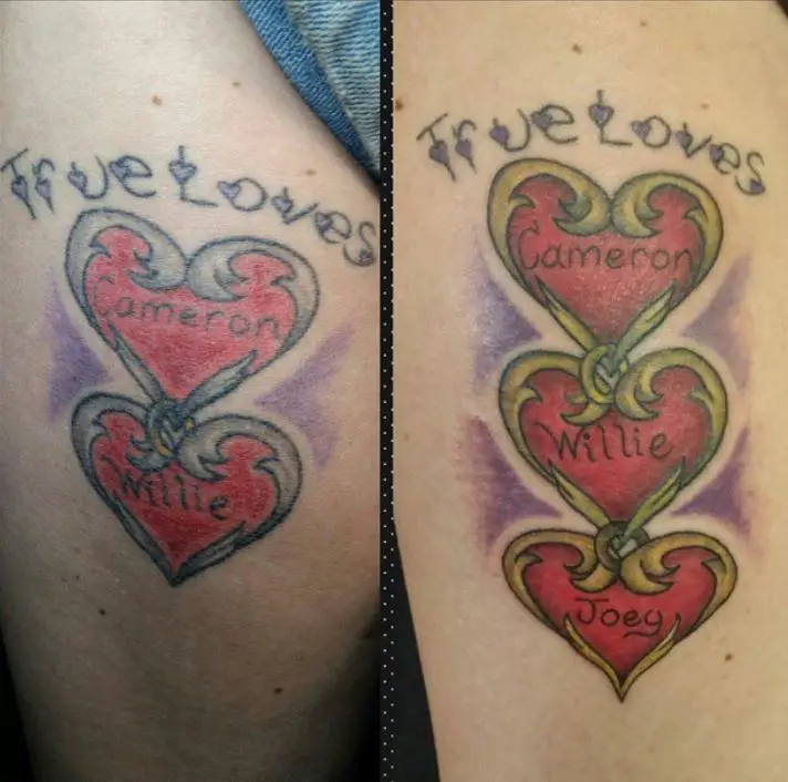heart and name tattoos
