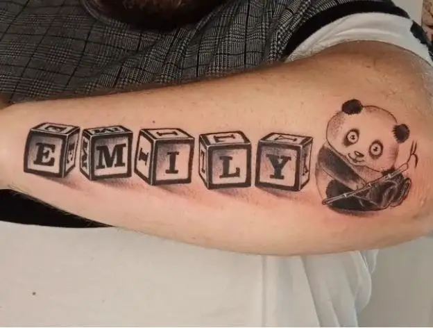 kids name tattoo with building blocks