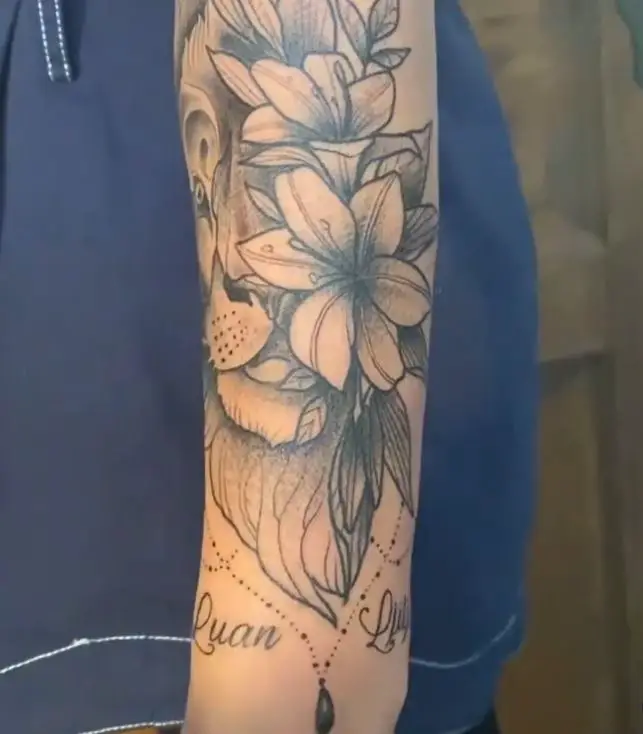 lily tattoo with names