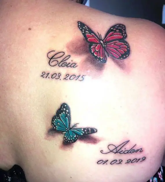 name tattoos with butterflies