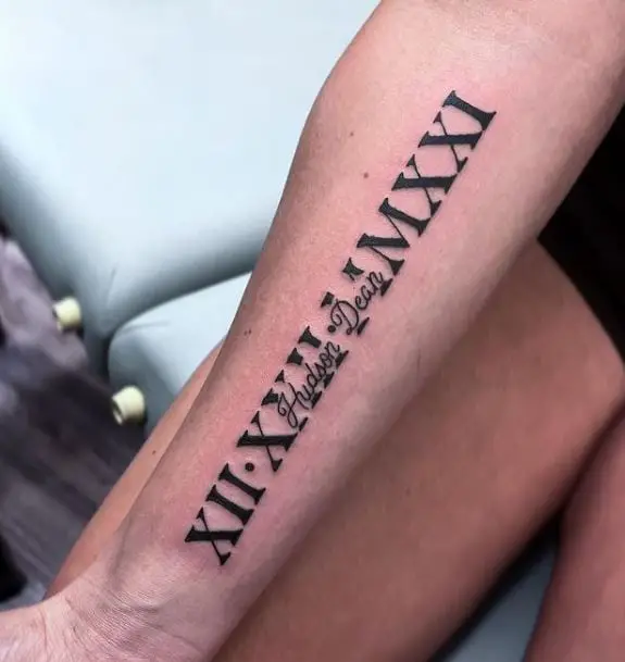 roman numeral tattoo with name