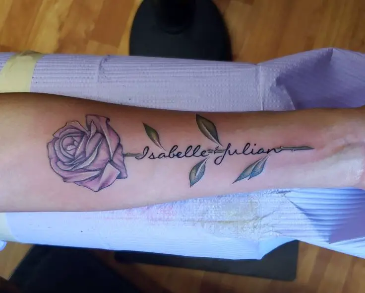 rose tattoo with kids names