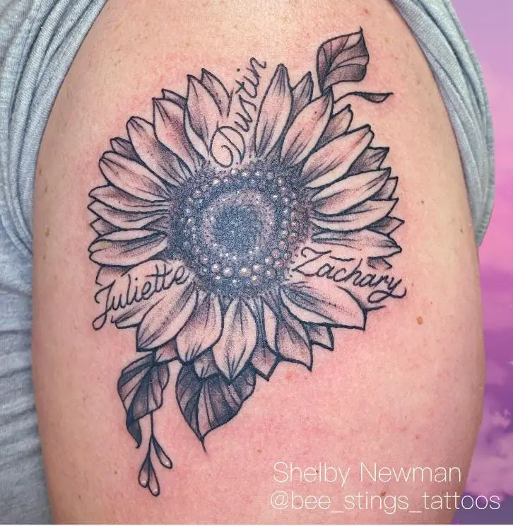 sunflower tattoo with names