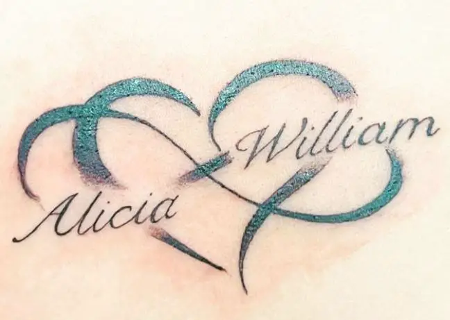two hearts and two names tattoo