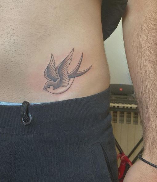 Grey Shaded Swallow Belly Tattoo