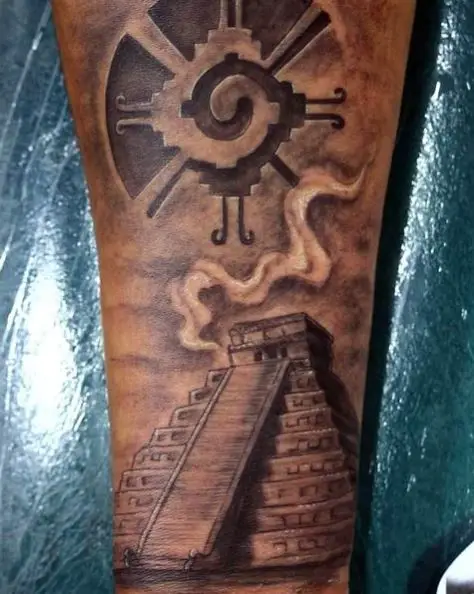 Mayan Pyramid and Hunab Ku Tattoo