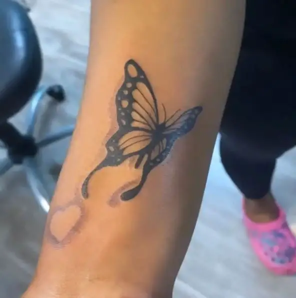 Heart and Butterfly Biceps Tattoo