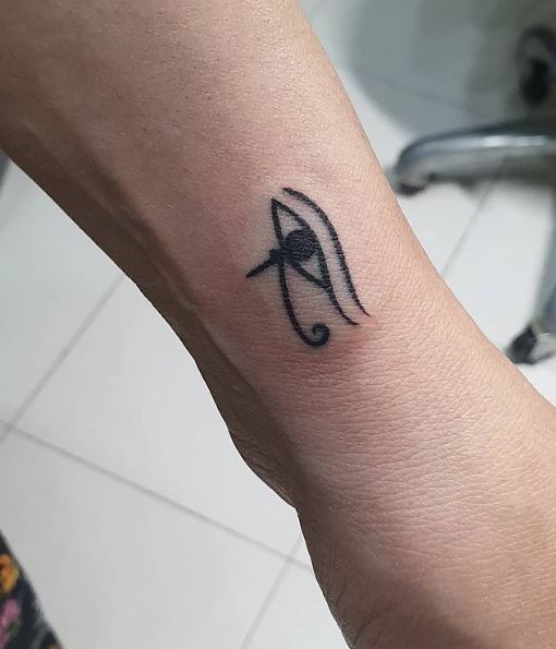 Fine Lines Eye of Horus Wrist Tattoo