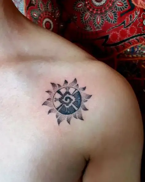 Rays of Sunlight and Hunab Ku Shoulder Tattoo
