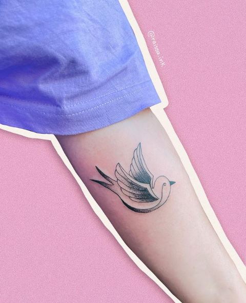 Small Black and Grey Swallow Forearm Tattoo