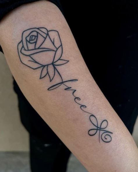 Rose with Message Arm Tattoo