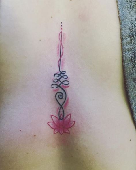 Ornaments and Pink Lotus Flower Tattoo