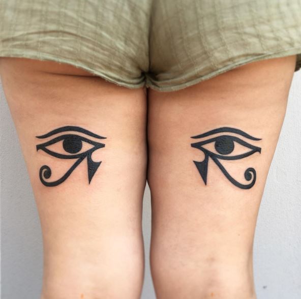 Blackwork Eye of Horus below Buttocks Tattoo