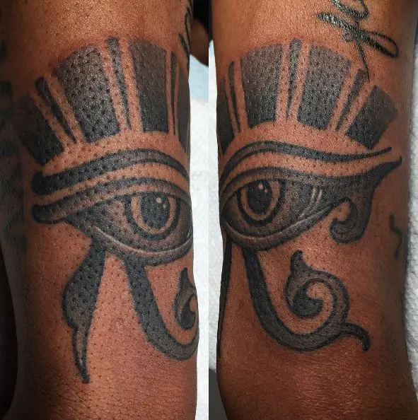 Shaded Matching Eye of Horus Both Arms Tattoo